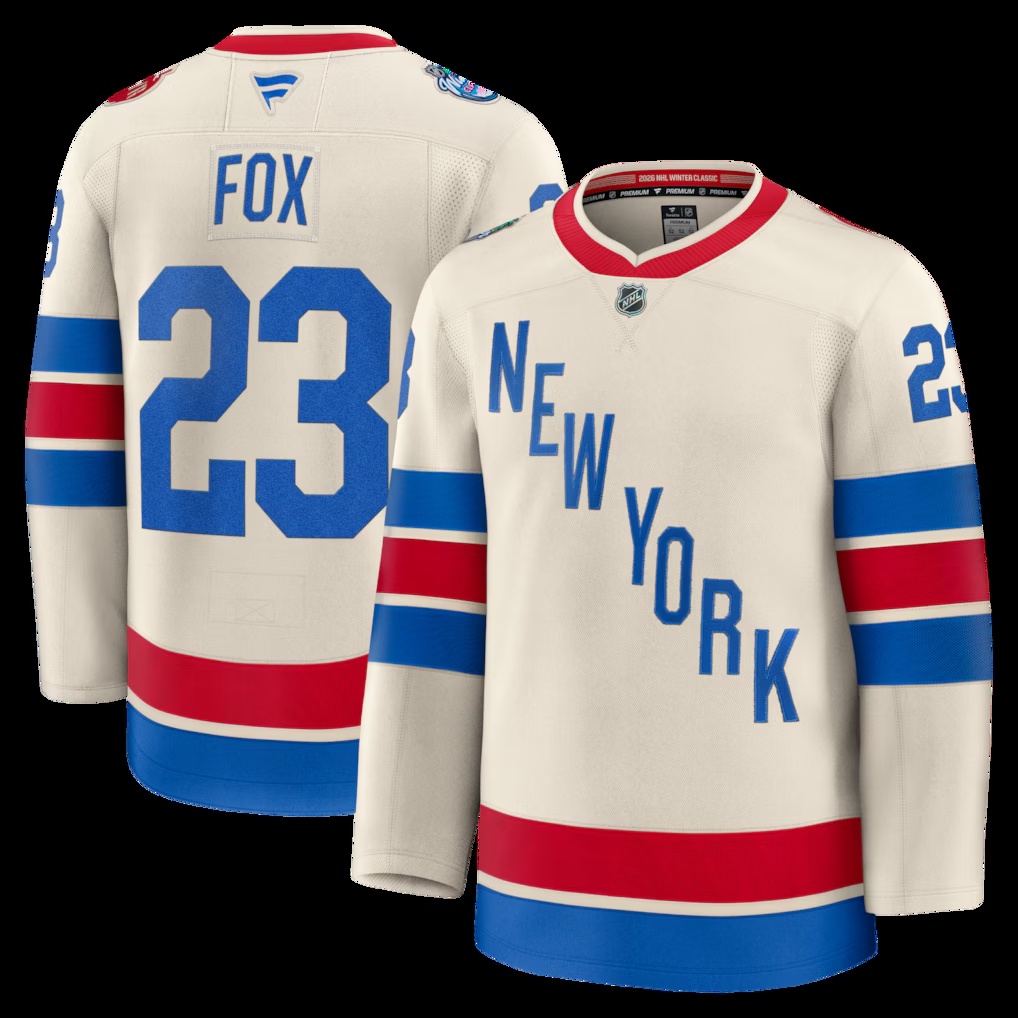 Adam Fox New York Rangers Fanatics 2026 NHL Winter Classic Premium Jersey - Beige