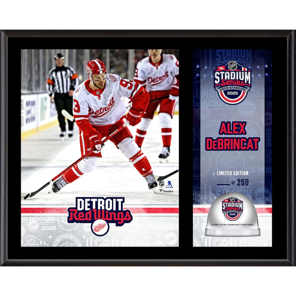 Alex DeBrincat Detroit Red Wings Fanatics Authentic 12" x 15" 2025 NHL Stadium Series Sublimated Plaque with Game-Used Ice - Limited Edition of 250