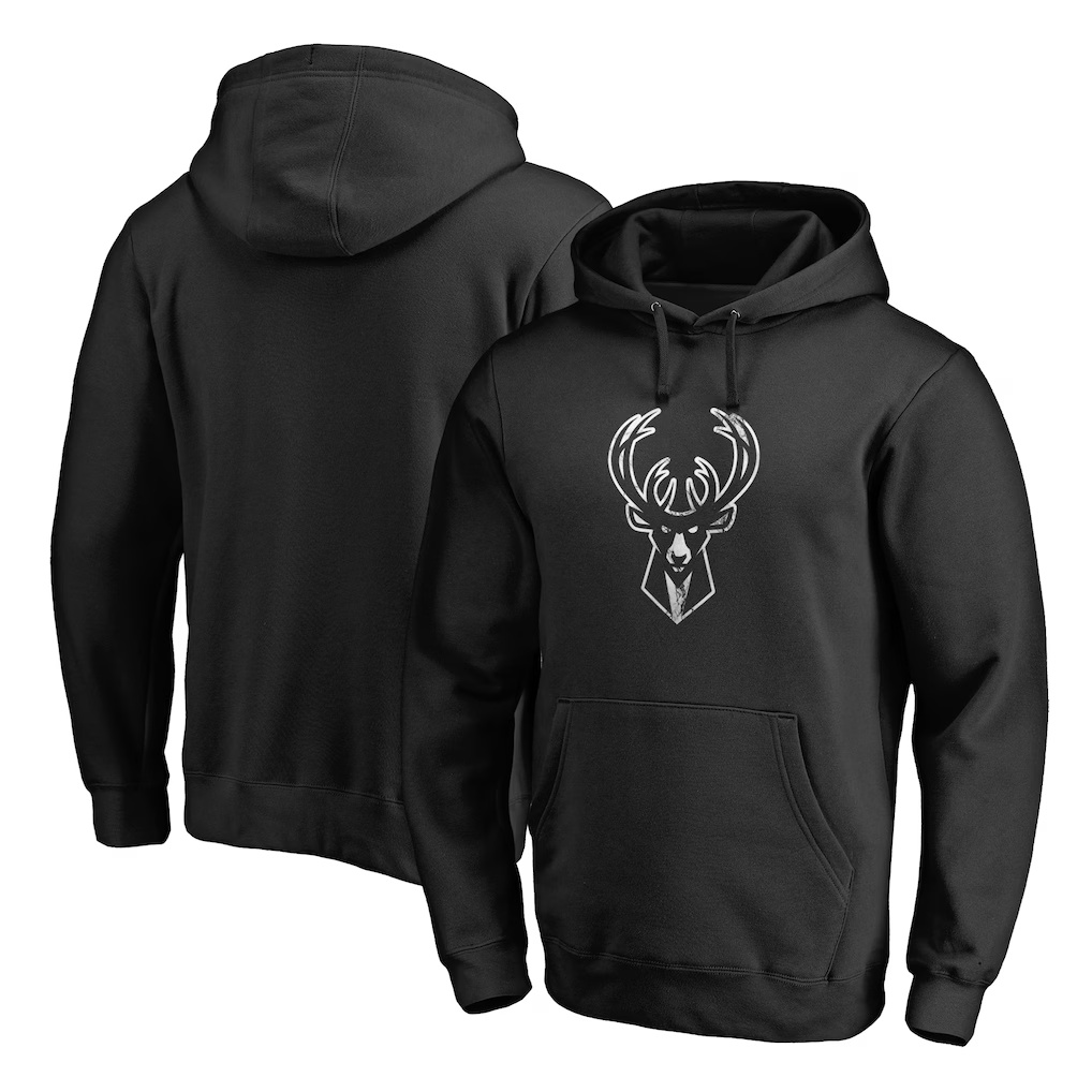 Milwaukee Bucks Marble Logo Pullover Hoodie - Black