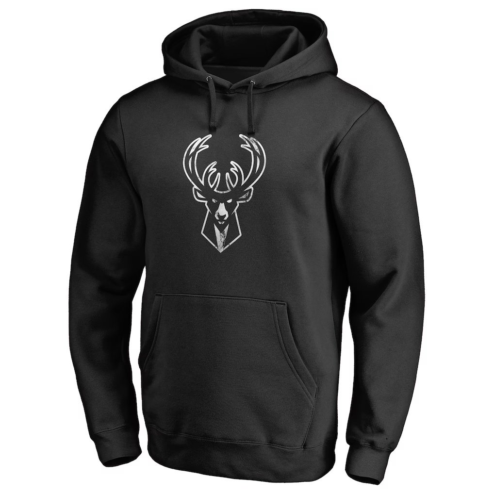 Milwaukee Bucks Marble Logo Pullover Hoodie - Black