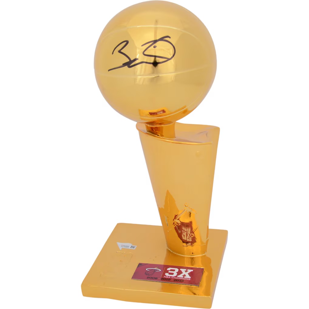 Dwyane Wade Miami Heat Fanatics Authentic Autographed 3x NBA Finals Champions Replica Larry O'Brien Trophy with Sublimated Plate