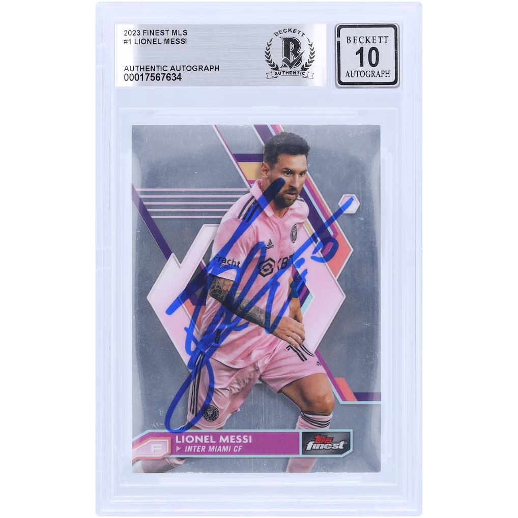 Lionel Messi Inter Miami CF Autographed 2023 Topps Finest MLS #1 BAS Authenticated 10 Card