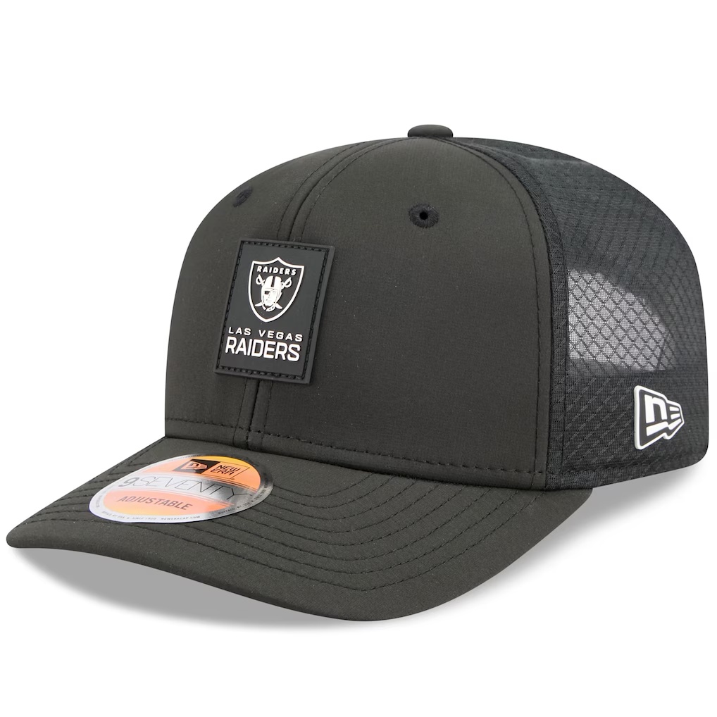 Las Vegas Raiders New Era 2025 Sideline 9SEVENTY Trucker Adjustable Hat - Black
