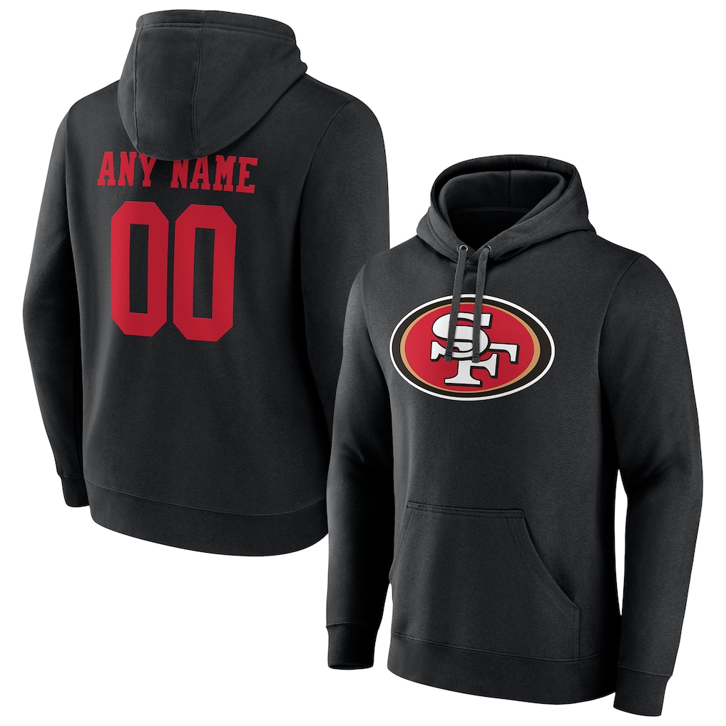 San Francisco 49ers Team Authentic Logo Personalized Name & Number Pullover Hoodie - Black