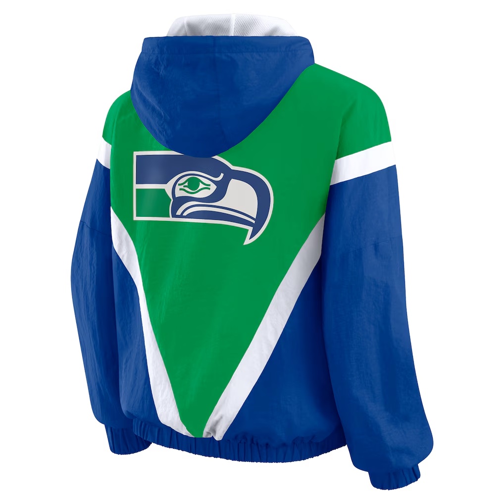 4670-Seattle-Seahawks-WEAR-by-Erin-Andrews-Women-s-Retro-Crinkle-Full-Zip-Hoodie-Windbreaker-Green-Royal-3.jpg Seattle Seahawks WEAR by Erin Andrews Women's Retro Crinkle Full-Zip Hoodie Windbreaker - Green/Royal