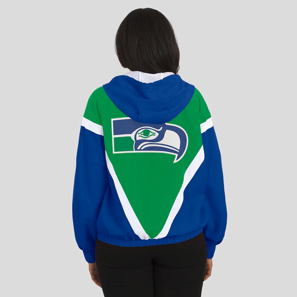 4670-Seattle-Seahawks-WEAR-by-Erin-Andrews-Women-s-Retro-Crinkle-Full-Zip-Hoodie-Windbreaker-Green-Royal-5.jpg Seattle Seahawks WEAR by Erin Andrews Women's Retro Crinkle Full-Zip Hoodie Windbreaker - Green/Royal