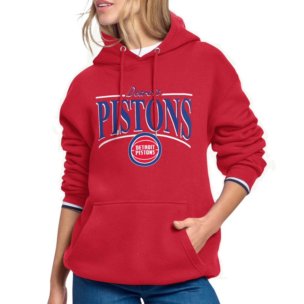 Detroit Pistons Starter Women's Arch Stripe Fleece Hoodie - Red
