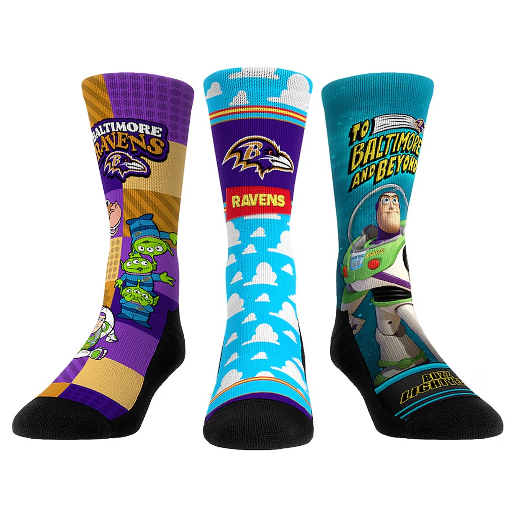 Baltimore Ravens Rock Em Socks Unisex Toy Story 3-Pack Crew Socks