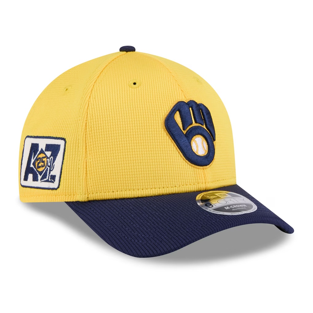 Milwaukee Brewers New Era 2025 Spring Training 9FORTY Adjustable Hat - Gold/Navy