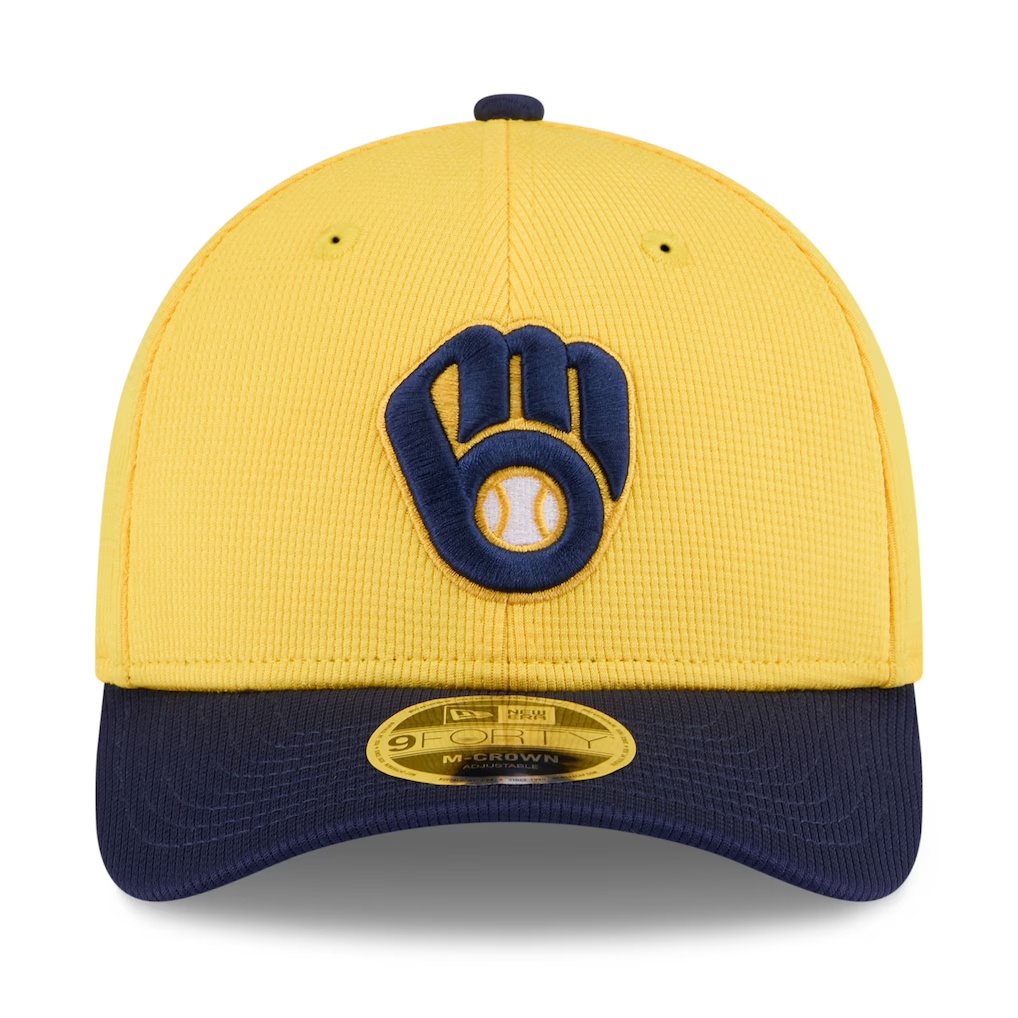 Milwaukee Brewers New Era 2025 Spring Training 9FORTY Adjustable Hat - Gold/Navy