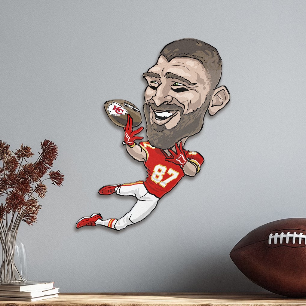Travis Kelce Kansas City Chiefs Metal Caricature Wall Art