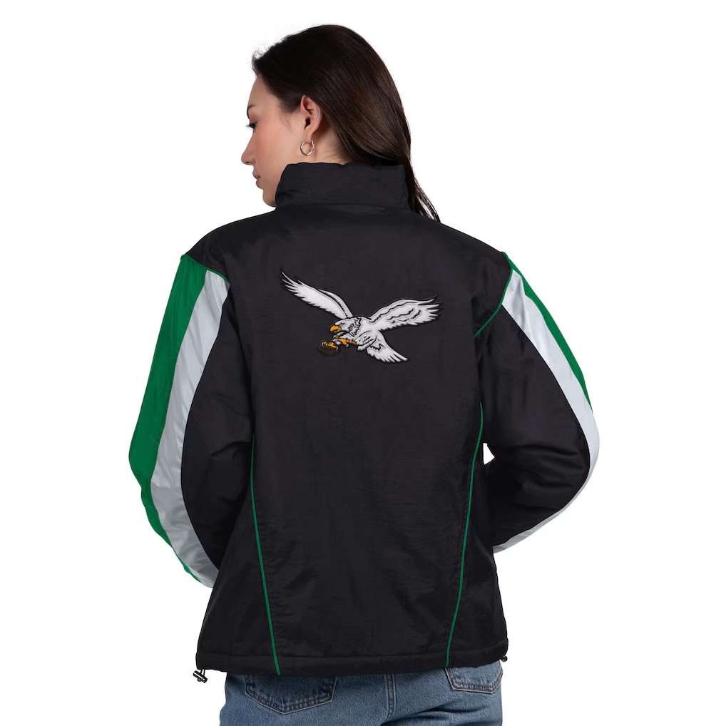 Philadelphia Eagles Starter Women's Thursday Night Gridiron Half-Zip Jacket - Black/Kelly Green