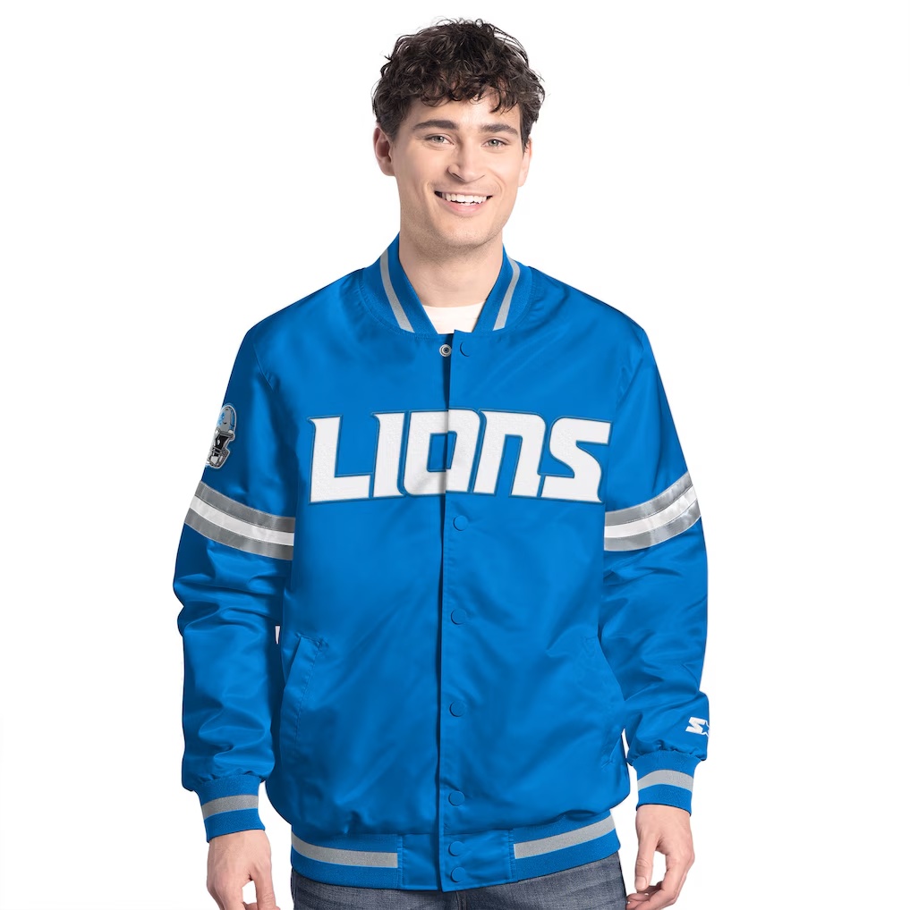Detroit Lions Starter Scout Full-Snap Varsity Jacket - Blue