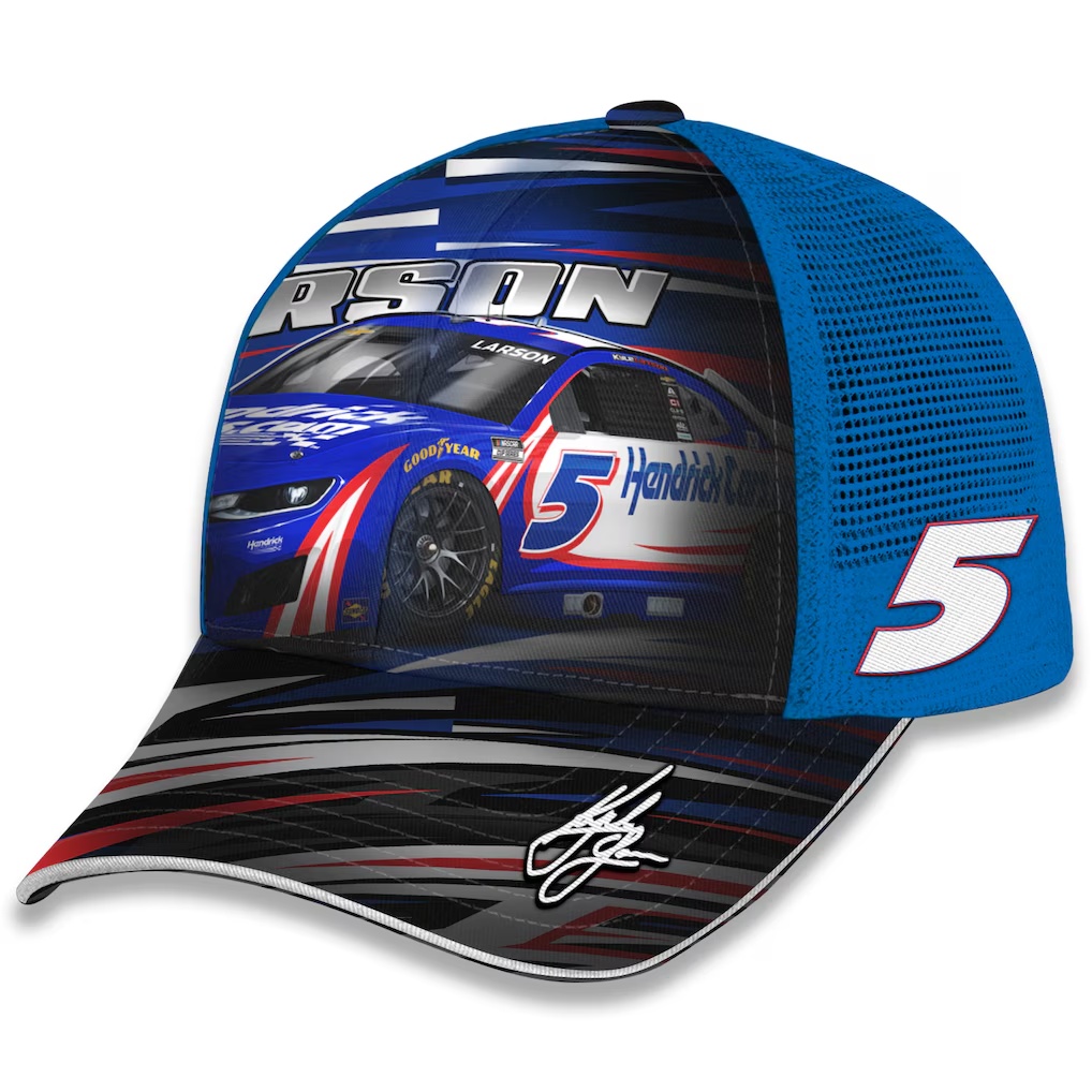 Kyle Larson Checkered Flag Sports Youth HendrickCars.com Trucker Adjustable Hat - Blue