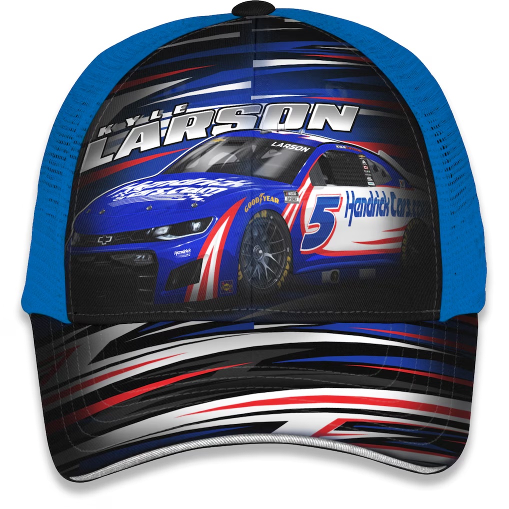 Kyle Larson Checkered Flag Sports Youth HendrickCars.com Trucker Adjustable Hat - Blue
