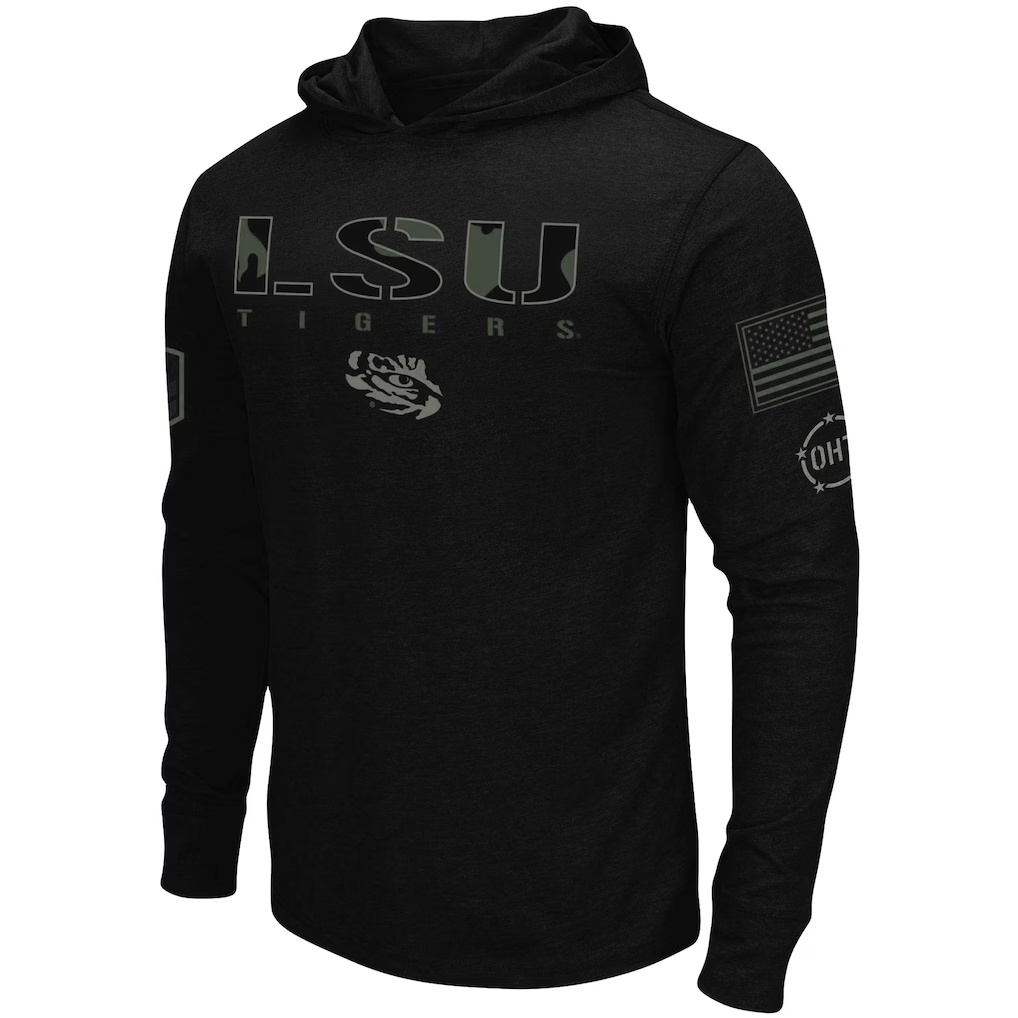 LSU Tigers Colosseum OHT Military Appreciation Hoodie Long Sleeve T-Shirt - Black