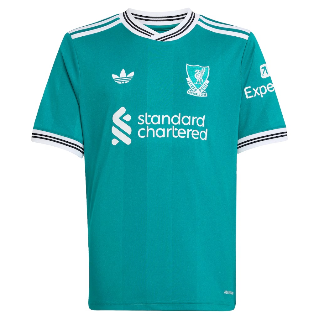 Liverpool adidas Youth 2025/26 Third Replica Custom Jersey - Green