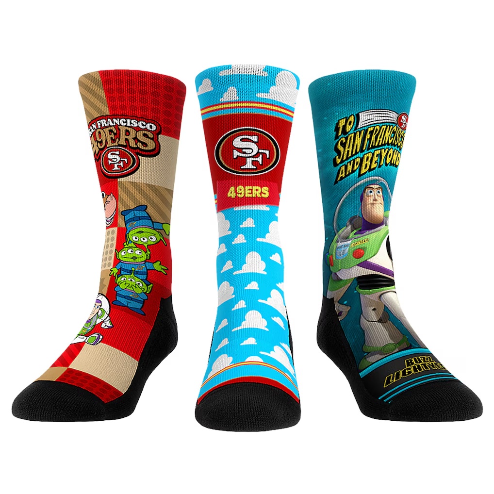 5141-San-Francisco-49ers-Rock-Em-Socks-Unisex-Toy-Story-3-Pack-Crew-Socks-1.jpg San Francisco 49ers Rock Em Socks Unisex Toy Story 3-Pack Crew Socks