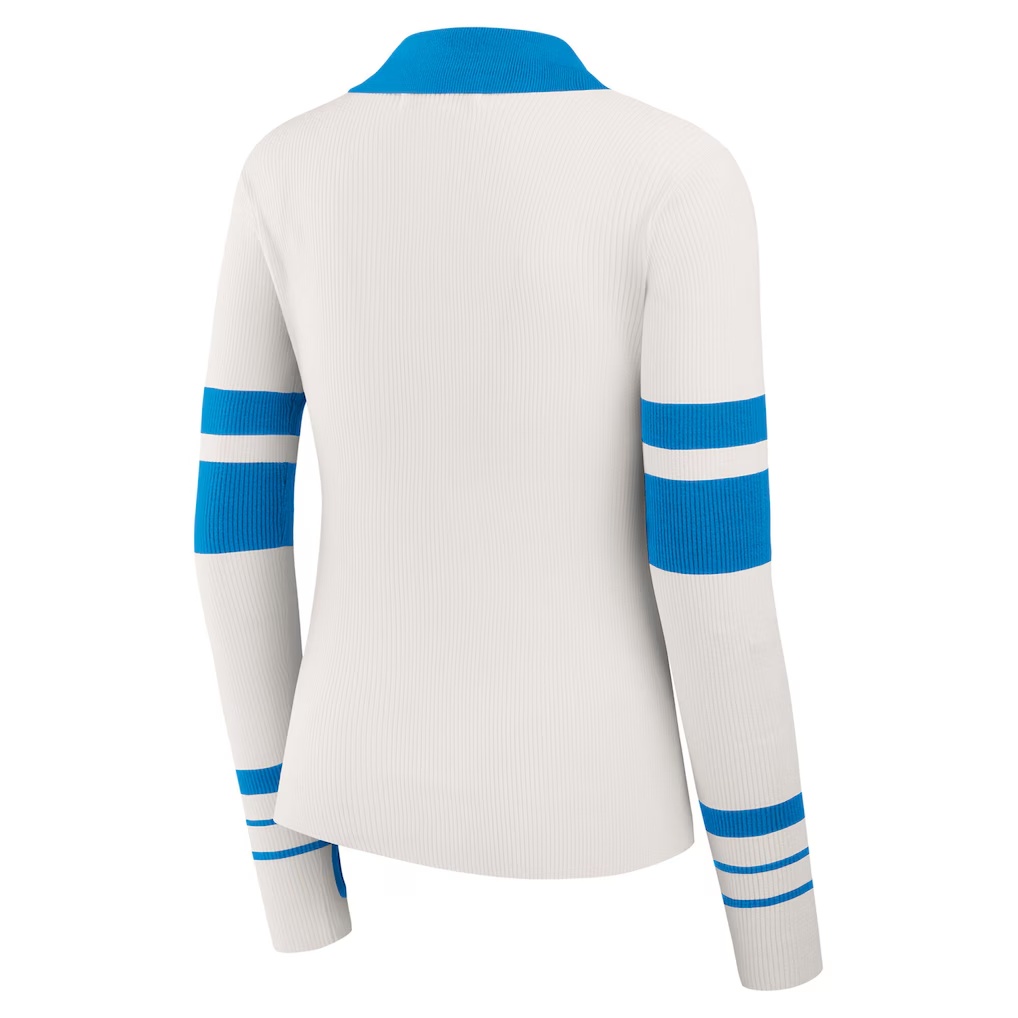 5197-Detroit-Lions-WEAR-by-Erin-Andrews-Women-s-Ribbed-Henley-Polo-Sweater-White-3.jpg Detroit Lions WEAR by Erin Andrews Women's Ribbed Henley Polo Sweater - White