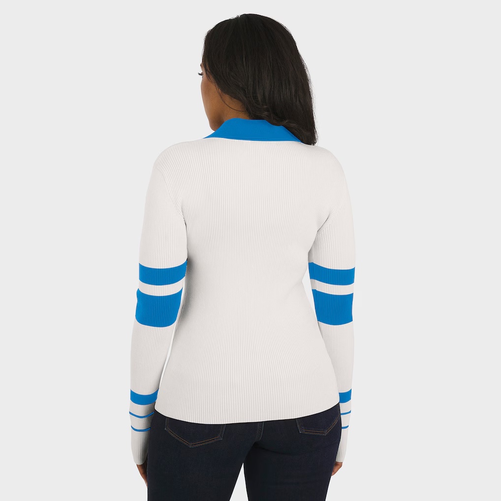 5197-Detroit-Lions-WEAR-by-Erin-Andrews-Women-s-Ribbed-Henley-Polo-Sweater-White-5.jpg Detroit Lions WEAR by Erin Andrews Women's Ribbed Henley Polo Sweater - White