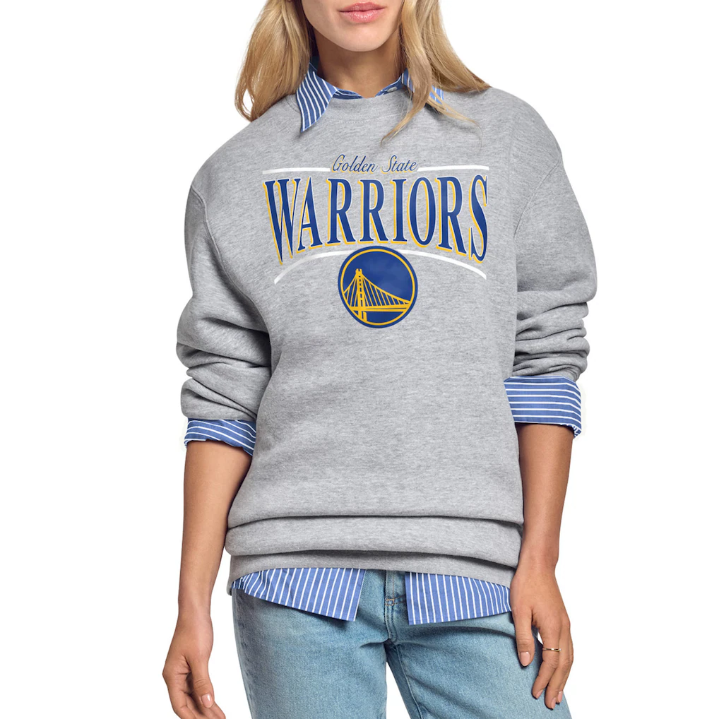 Golden State Warriors Starter Women's Arch Stripe Fleece Crewneck Sweatshirt - Gray