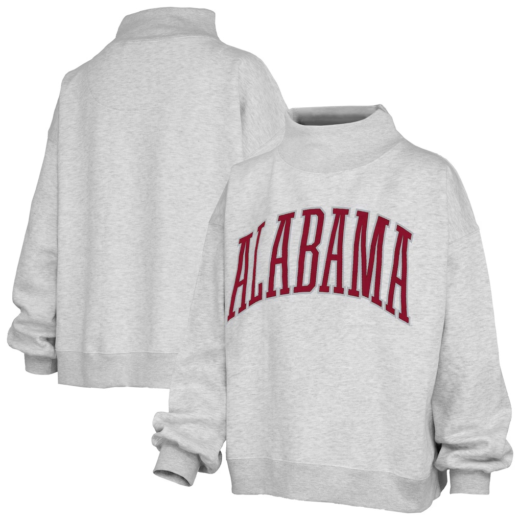 Alabama Crimson Tide Pressbox Women's Oversized Nelson Mock Neck Sweatshirt - Heather Gray