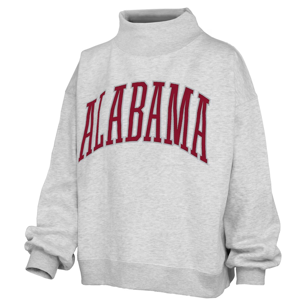 Alabama Crimson Tide Pressbox Women's Oversized Nelson Mock Neck Sweatshirt - Heather Gray