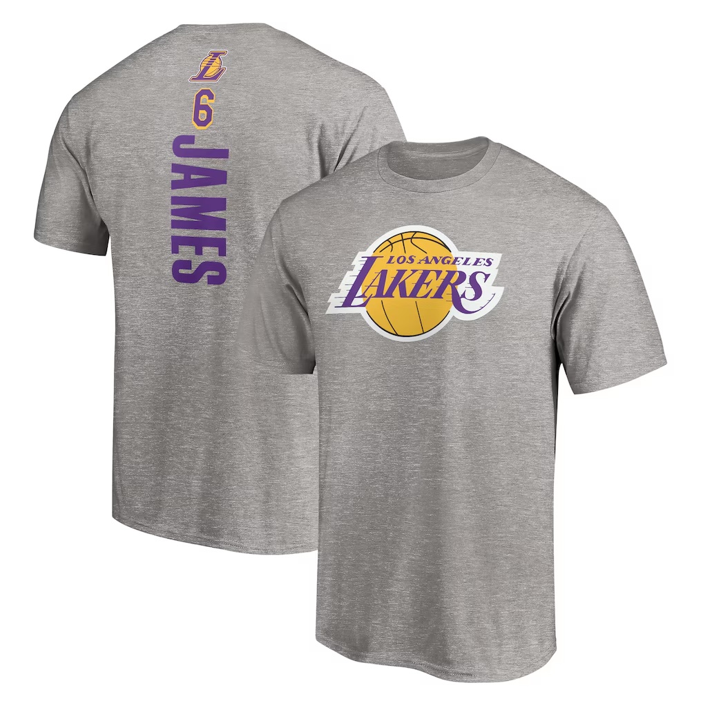LeBron James Los Angeles Lakers #6 Playmaker Name & Number T-Shirt - Heathered Gray