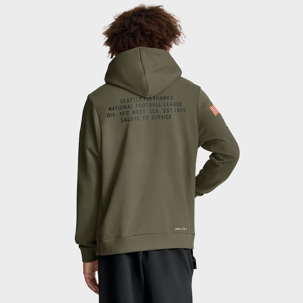 Seattle Seahawks Nike 2025 Salute to Service Sideline Standard Issue Dri-FIT Hoodie - Olive