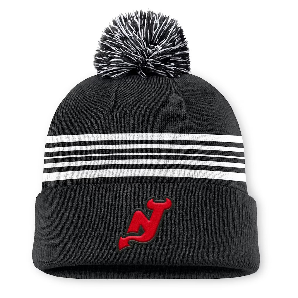 New Jersey Devils Fanatics Authentic Pro Alt Jersey Cuffed Knit Hat with Pom - Black
