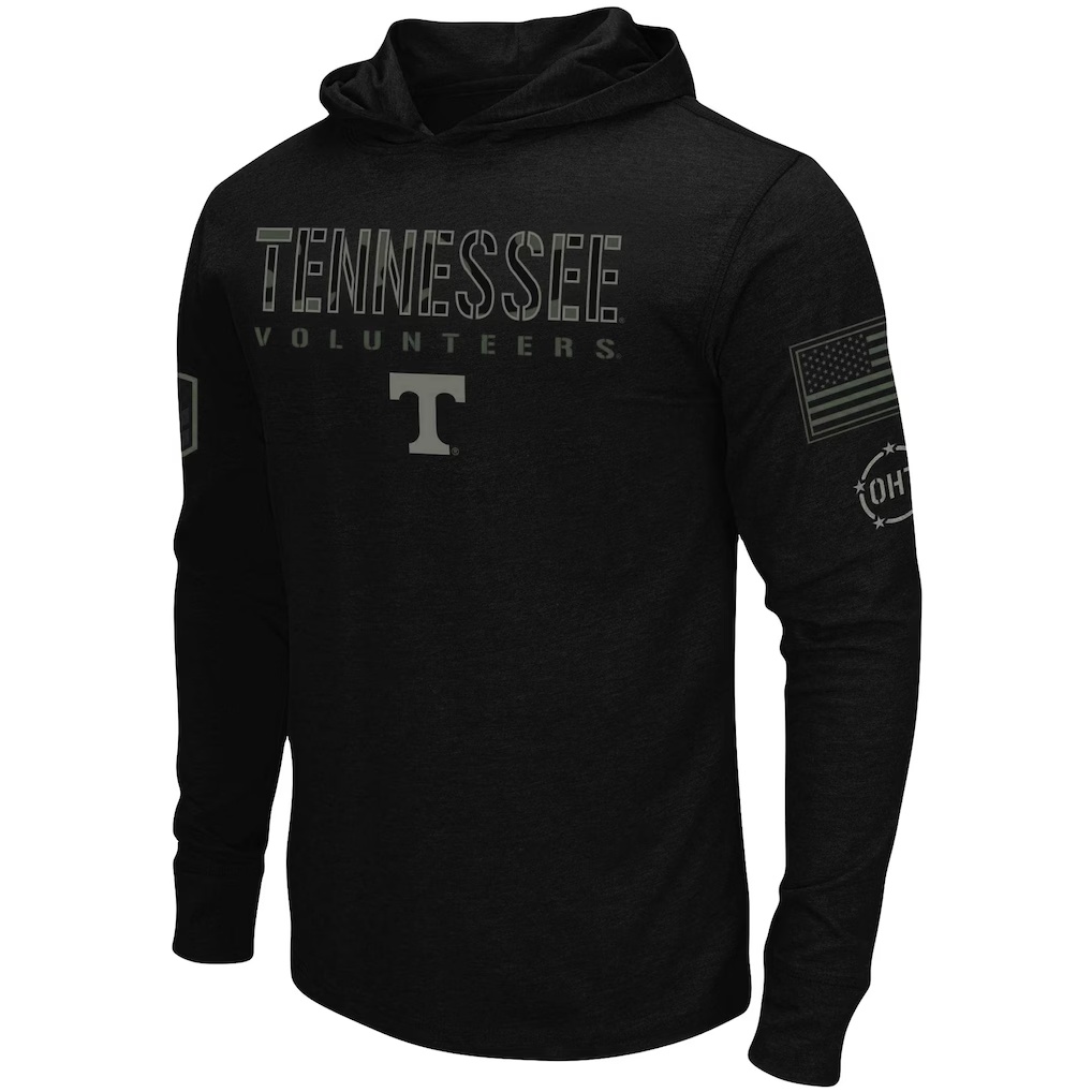 Tennessee Volunteers Colosseum OHT Military Appreciation Hoodie Long Sleeve T-Shirt - Black