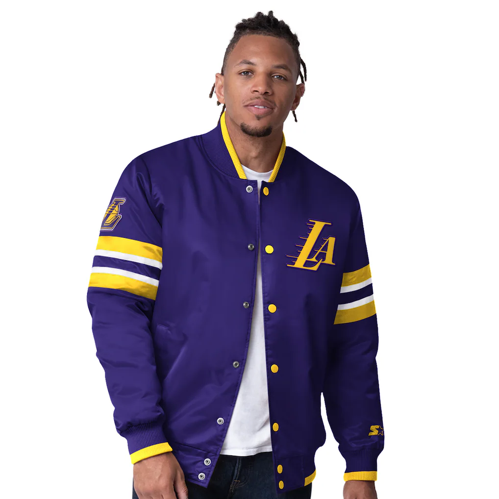 Los Angeles Lakers Starter Scout Varsity Satin Full-Snap Jacket - Purple