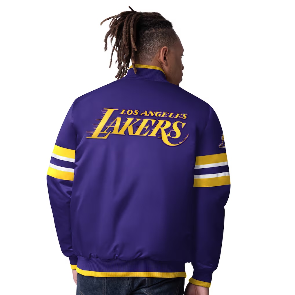 Los Angeles Lakers Starter Scout Varsity Satin Full-Snap Jacket - Purple