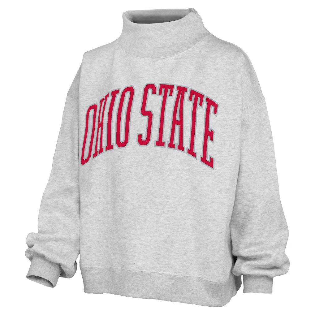 Ohio State Buckeyes Pressbox Women's Oversized Nelson Mock Neck Sweatshirt - Heather Gray