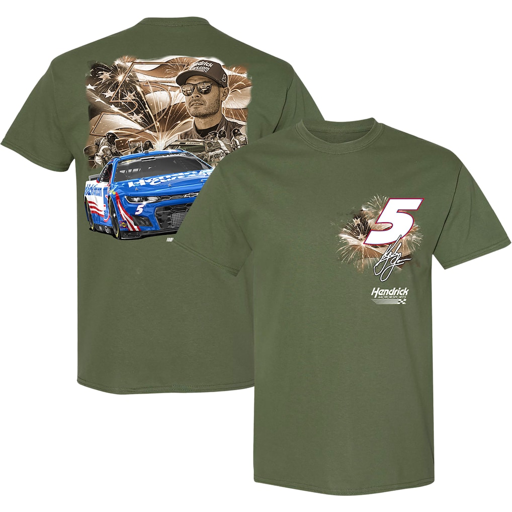 Kyle Larson Hendrick Motorsports Team Collection HendrickCars.com Military Car T-Shirt - Olive