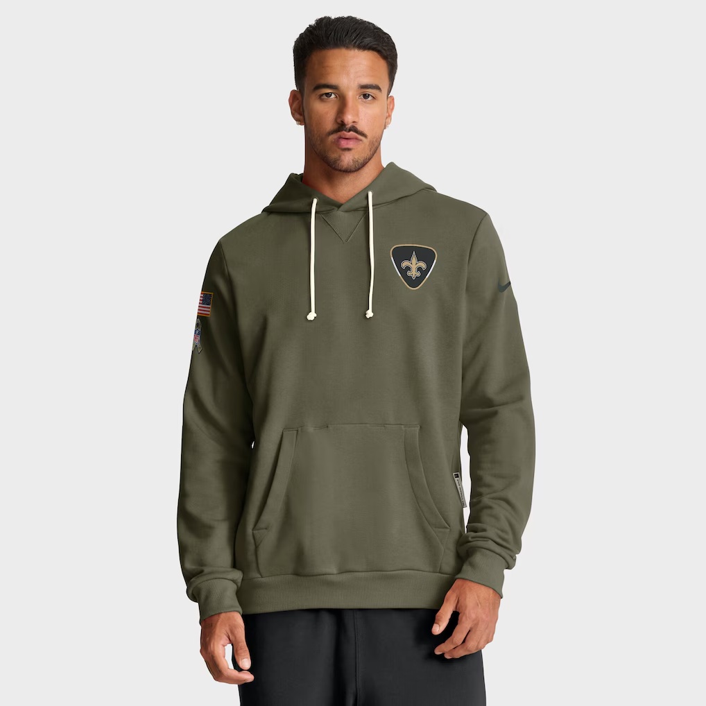 5618-New-Orleans-Saints-Nike-2025-Salute-to-Service-Sideline-Standard-Issue-Dri-FIT-Hoodie-Olive-1.jpg New Orleans Saints Nike 2025 Salute to Service Sideline Standard Issue Dri-FIT Hoodie - Olive