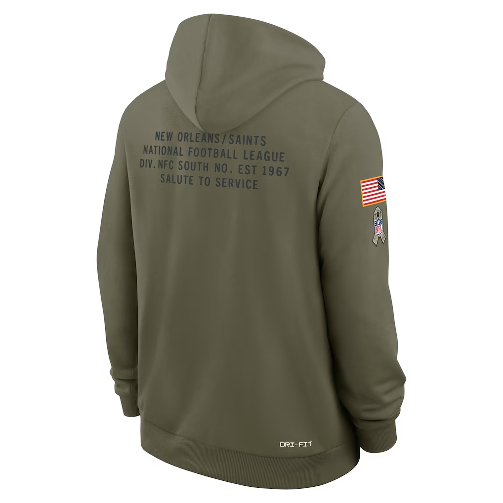 5618-New-Orleans-Saints-Nike-2025-Salute-to-Service-Sideline-Standard-Issue-Dri-FIT-Hoodie-Olive-5.jpg New Orleans Saints Nike 2025 Salute to Service Sideline Standard Issue Dri-FIT Hoodie - Olive