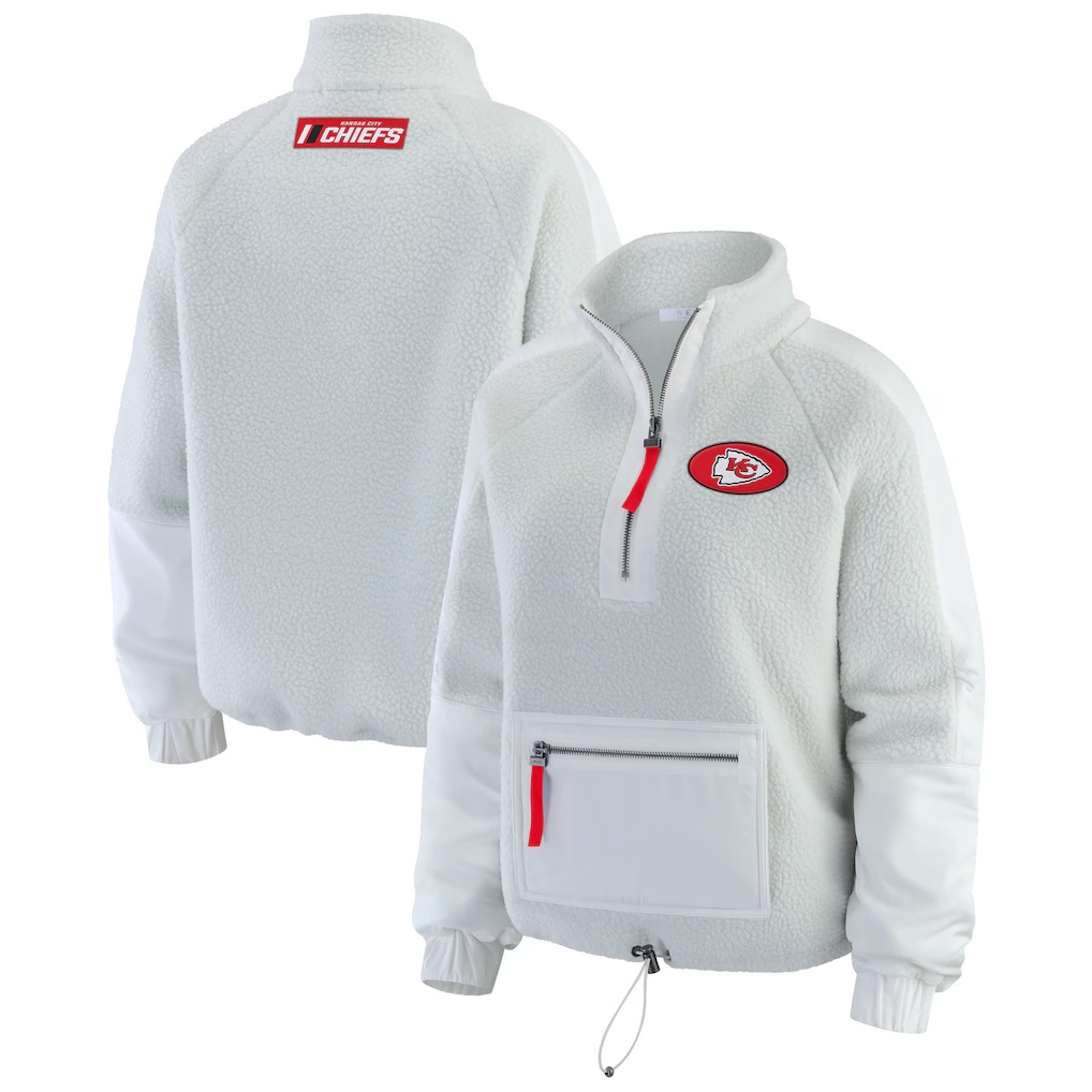 Kansas City Chiefs WEAR by Erin Andrews Women's Polar Fleece Half-Zip Jacket - White