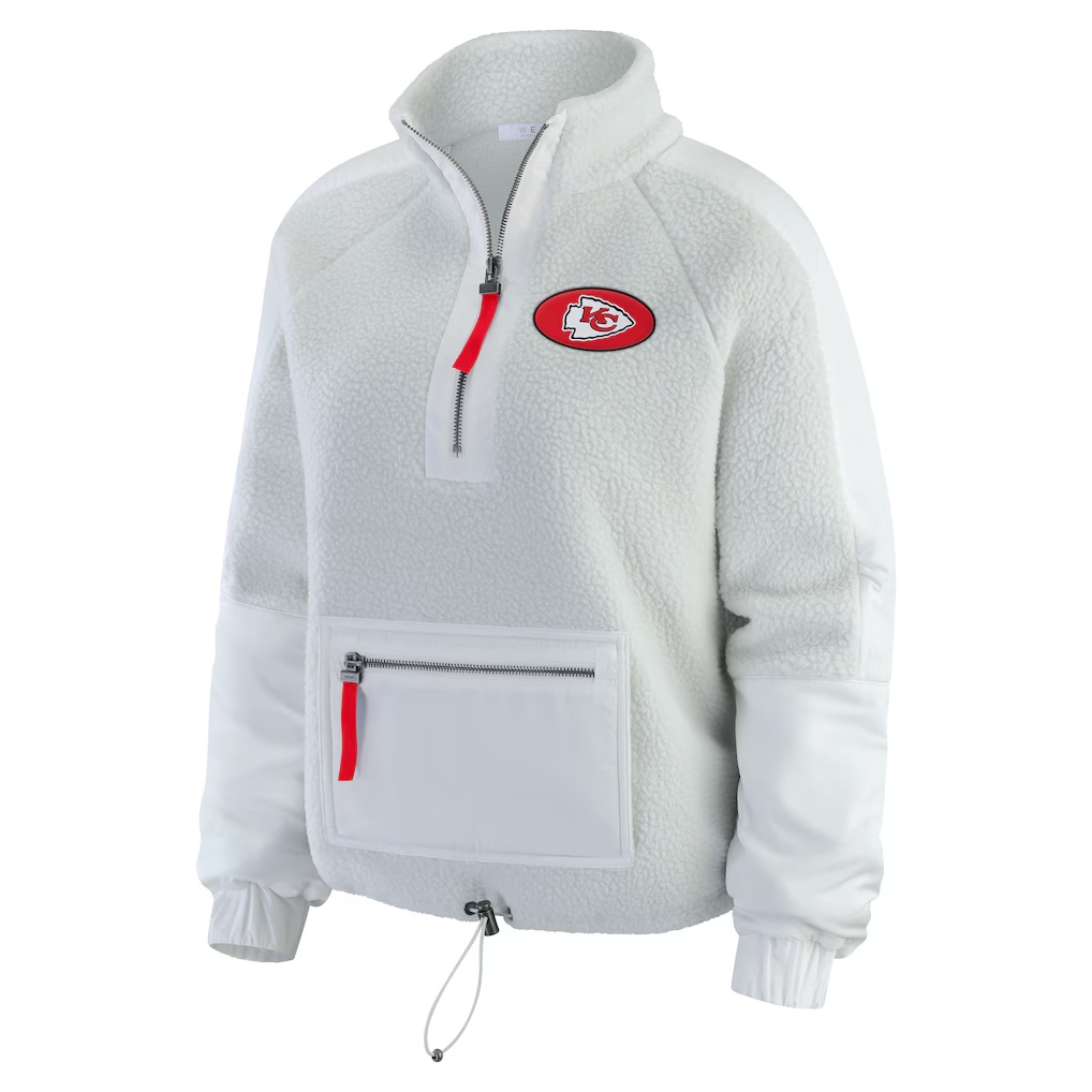 Kansas City Chiefs WEAR by Erin Andrews Women's Polar Fleece Half-Zip Jacket - White