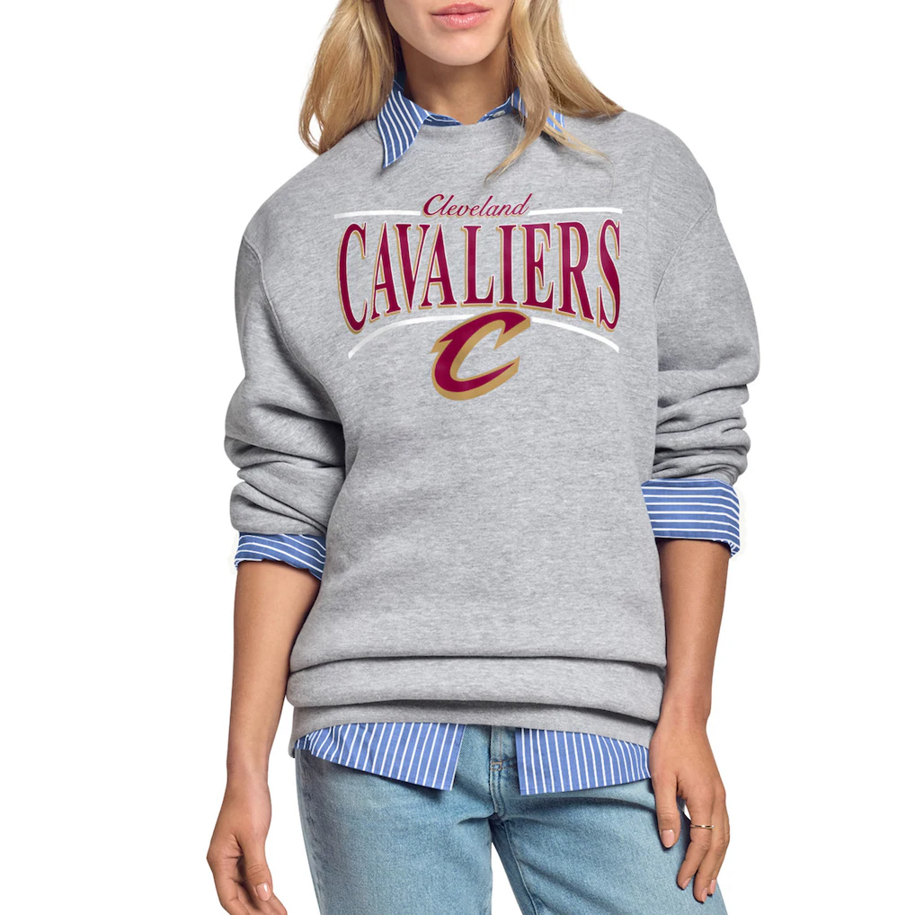 Cleveland Cavaliers Starter Women's Arch Stripe Fleece Crewneck Sweatshirt - Gray