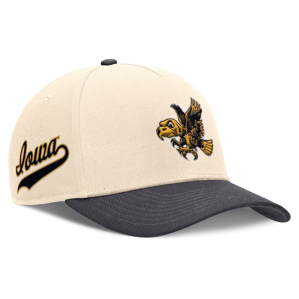 Iowa Hawkeyes Nike Academic Rise Dri-FIT Adjustable Hat - Natural/Anthracite