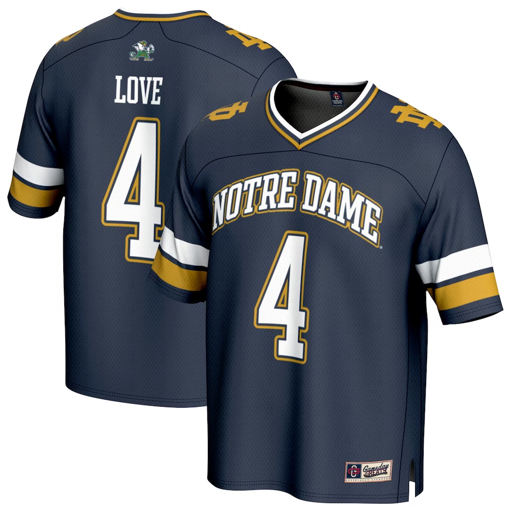 Jeremiyah Love Notre Dame Fighting Irish GameDay Greats Youth Football Fashion Jersey - Navy