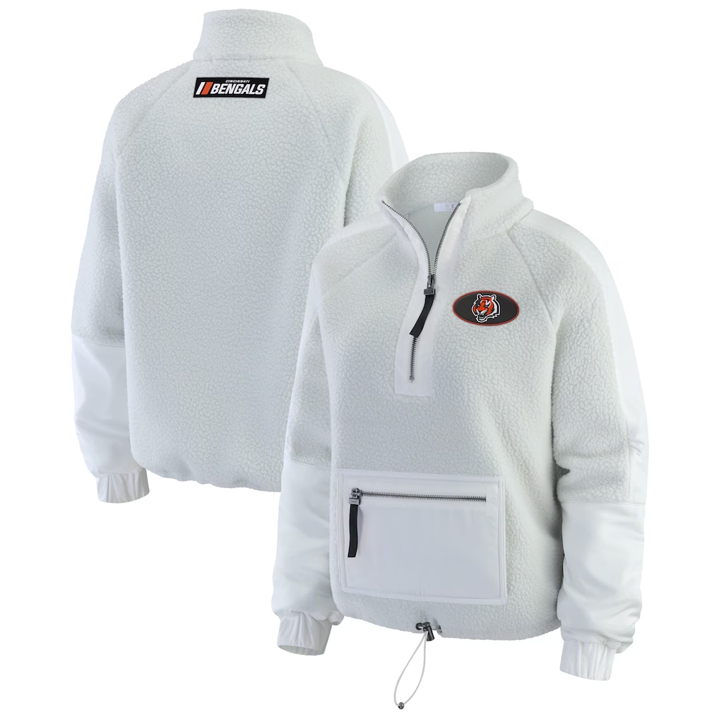 Cincinnati Bengals WEAR by Erin Andrews Women's Polar Fleece Half-Zip Jacket - White