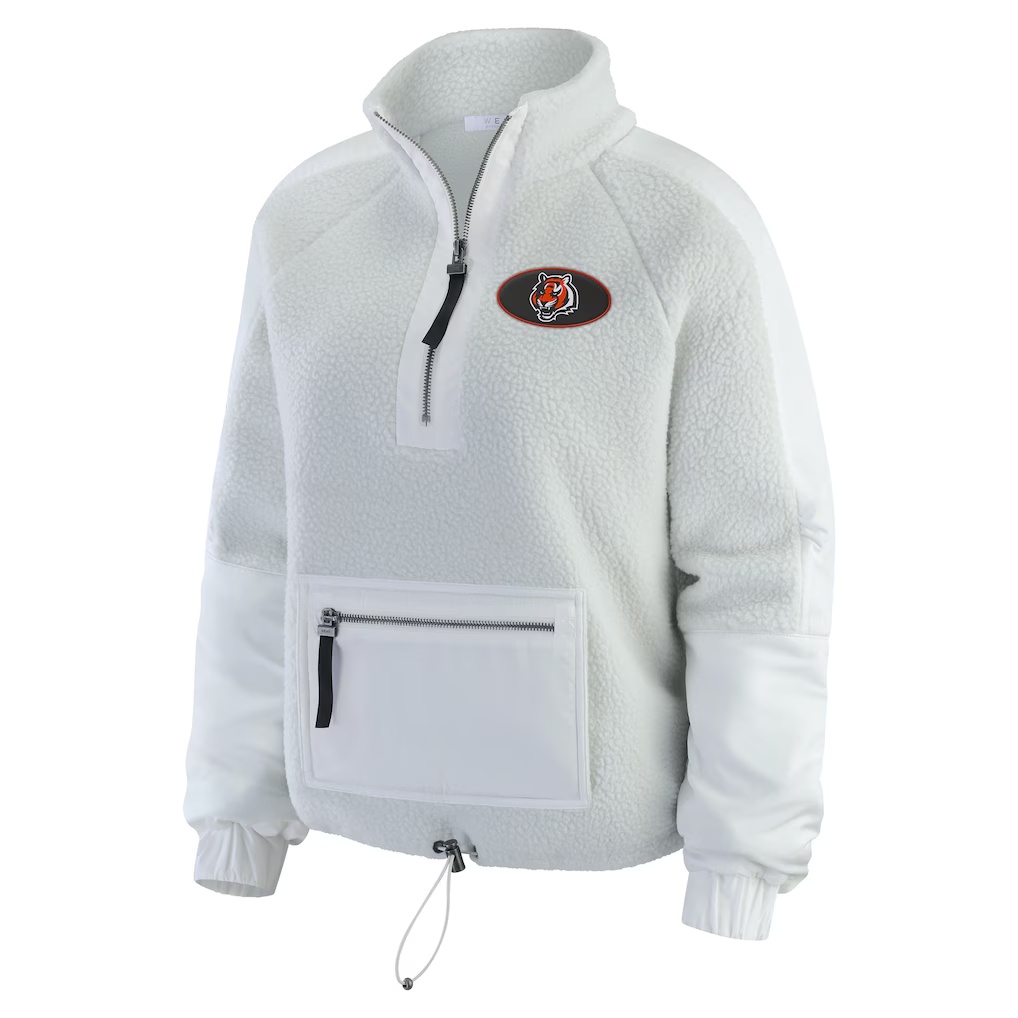 Cincinnati Bengals WEAR by Erin Andrews Women's Polar Fleece Half-Zip Jacket - White