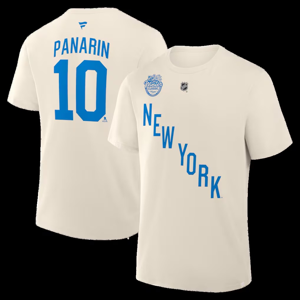 Artemi Panarin New York Rangers Fanatics 2026 NHL Winter Classic Authentic Stack Name & Number T-Shirt - Beige