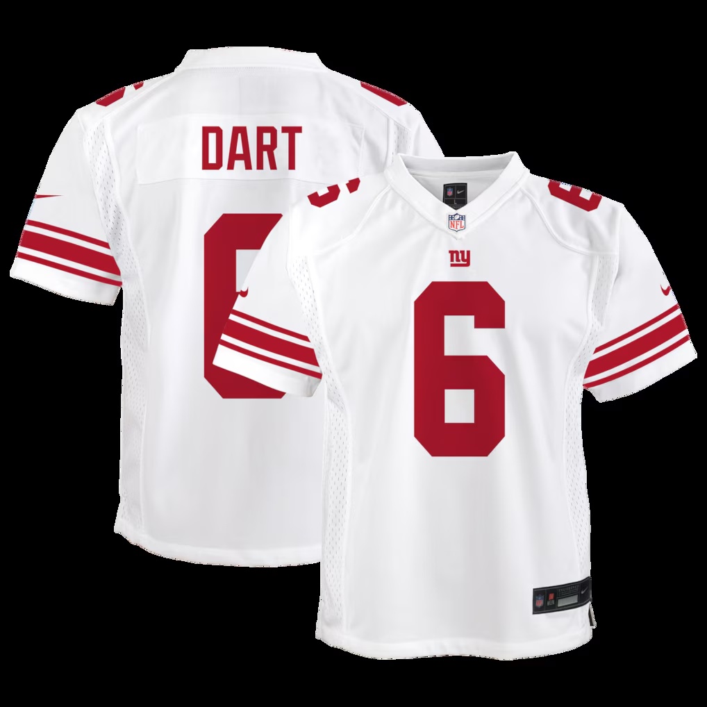 Jaxson Dart New York Giants Nike Youth Game Jersey - White