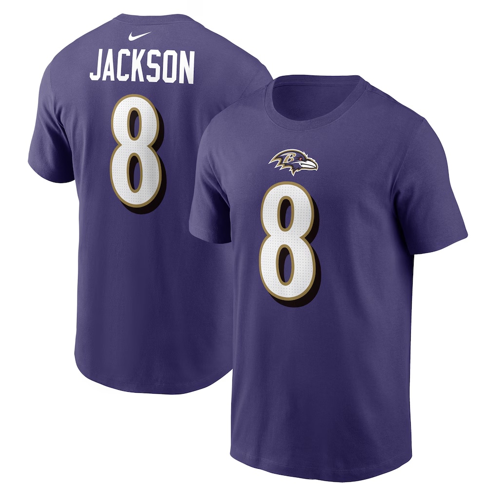 Lamar Jackson Baltimore Ravens Nike Player Name & Number T-Shirt - Purple