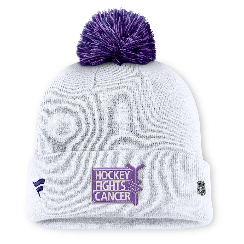Chicago Blackhawks Fanatics Authentic Pro Hockey Fights Cancer Cuffed Knit Hat with Pom - White