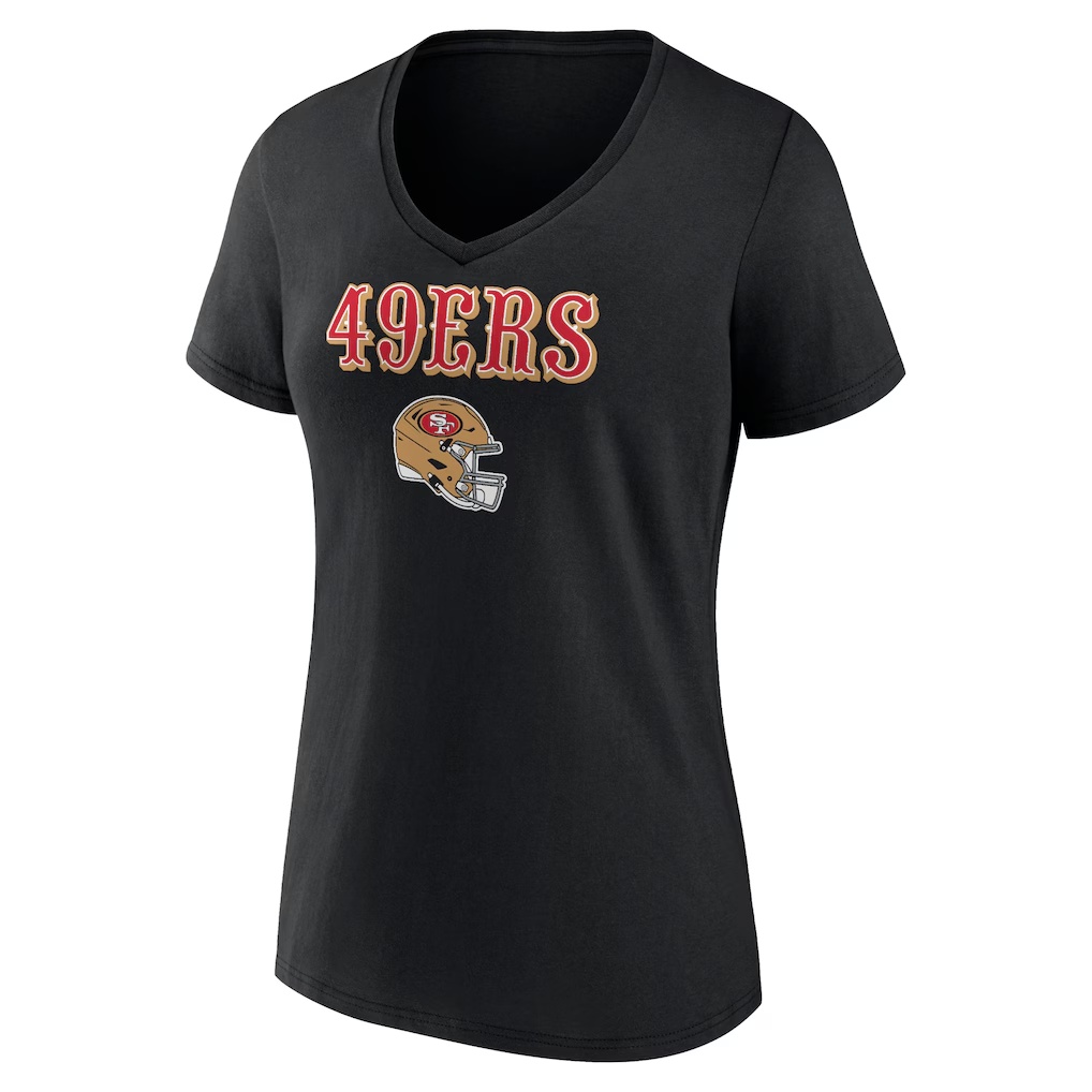 George Kittle San Francisco 49ers Women's Wordmark Player Name & Number V-Neck T-Shirt - Black