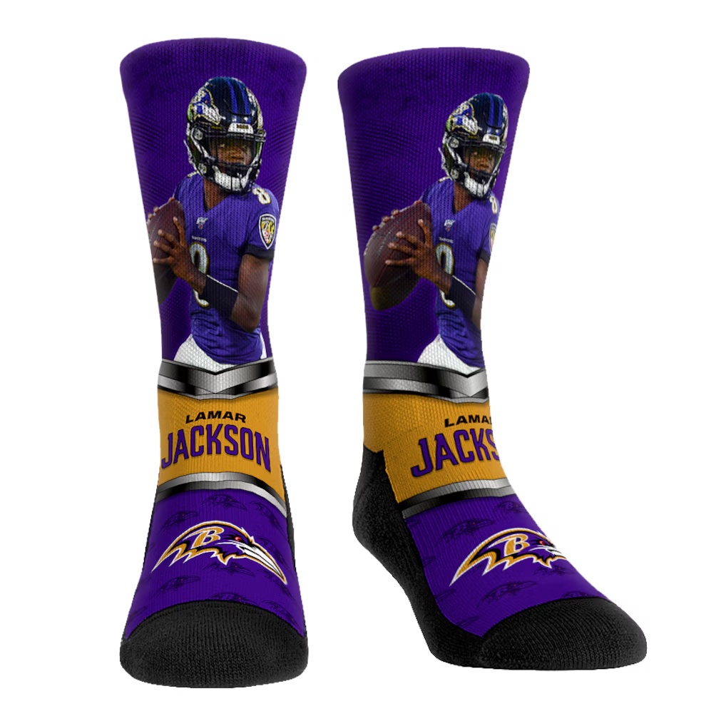 Lamar Jackson Baltimore Ravens Rock Em Socks 3-Pack Crew Socks Set